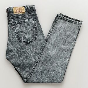 Vintage 1986 Levis 505 Jeans Mens 34x32 Black Denim Acid Wash Made USA 80s